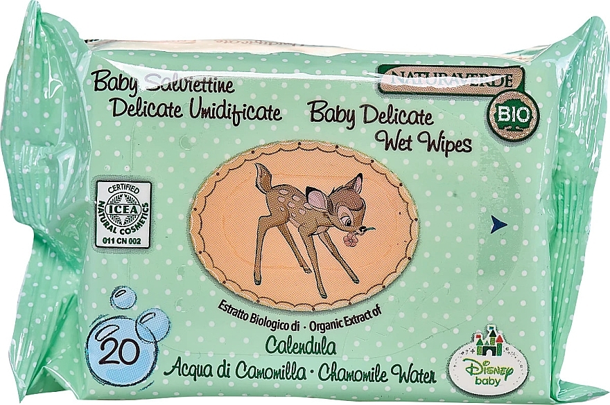 Feuchttücher für Babys 20 St. - Naturaverde Baby Disney Bio Delicate Wipes Bembi — Bild N1