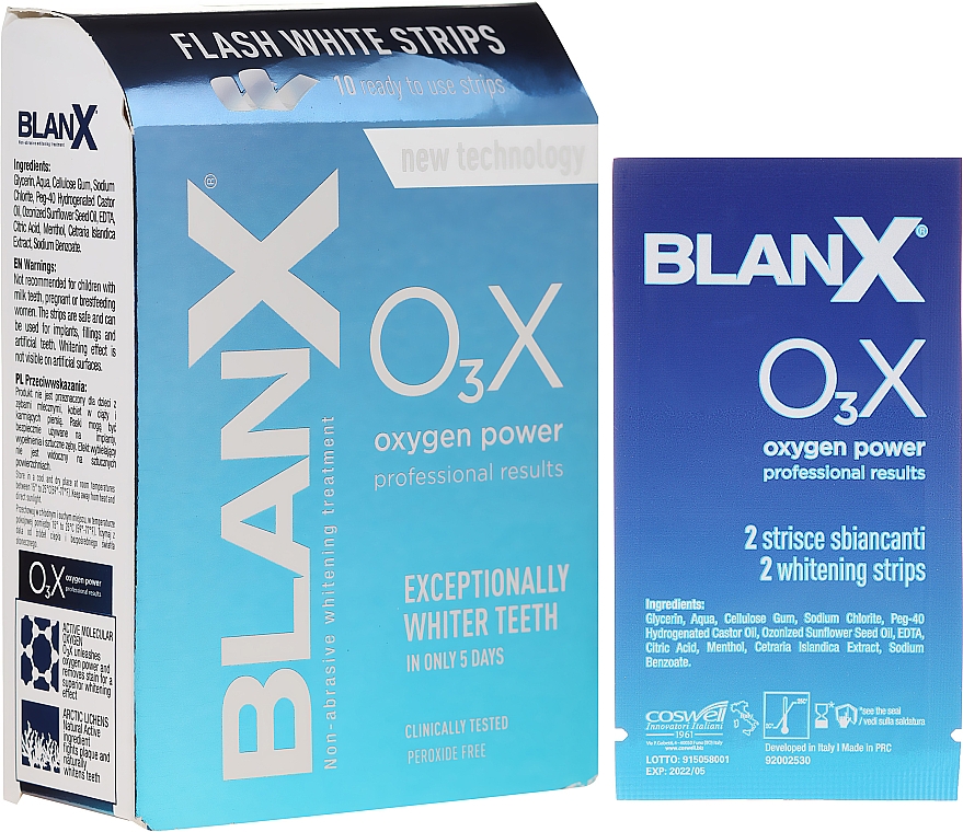 Zahnaufhellungsstreifen - BlanX O3X Oxygen Power Flash White Strips — Bild N1