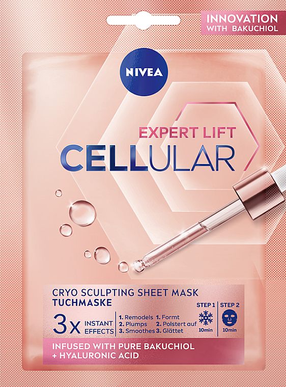 Tuchmaske für das Gesicht mit Hyaluron und Collagen - Nivea Hyaluron Cellular Filler Cryo-Sheet-Mask — Bild N1
