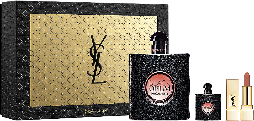 Yves Saint Laurent Black Opium - Duftset (Eau de Parfum 90ml + Eau de Parfum 7.5ml + Lippenstift 1.3g) — Bild N1