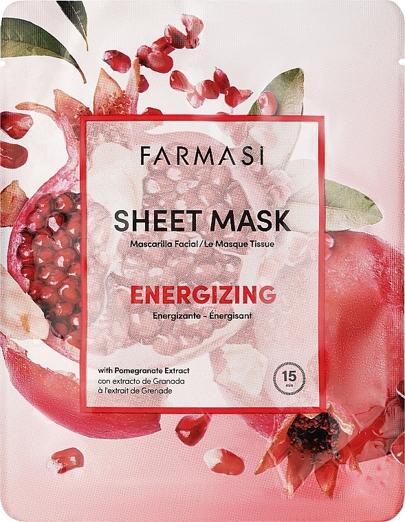 GESCHENK! Erfrischende Tuchmaske mit Granatapfelextrakt - Farmasi Dr.C.Tuna Sheet Mask Energizing  — Bild N1