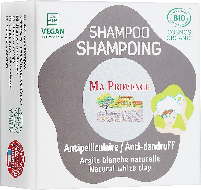 Festes Bioshampoo gegen Schuppen weißer Ton - Ma Provence Shampoo (in Box)  — Bild N2