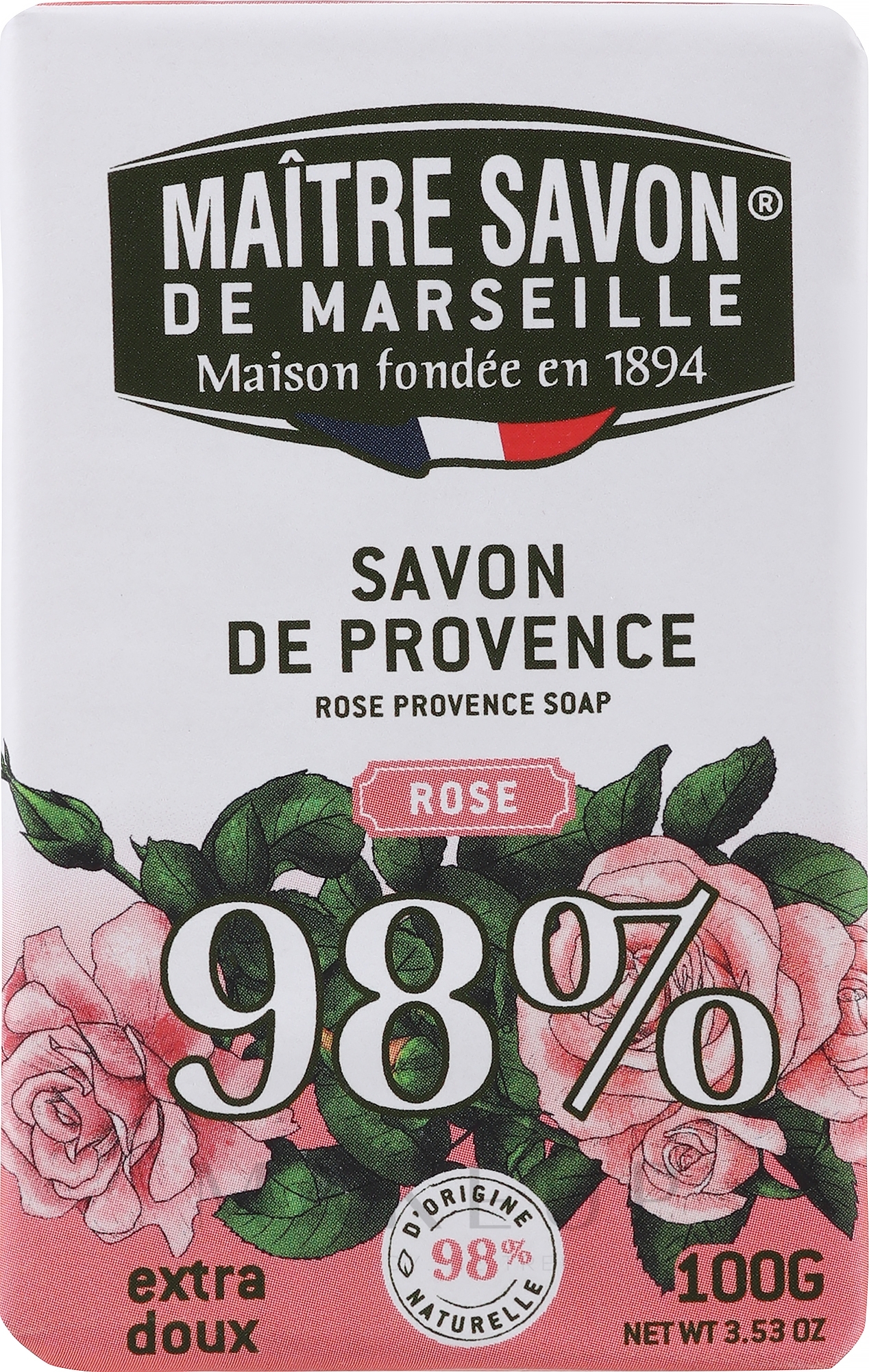 Seife Rose - Maitre Savon De Marseille Savon De Provence Rose Soap Bar — Bild 100 g