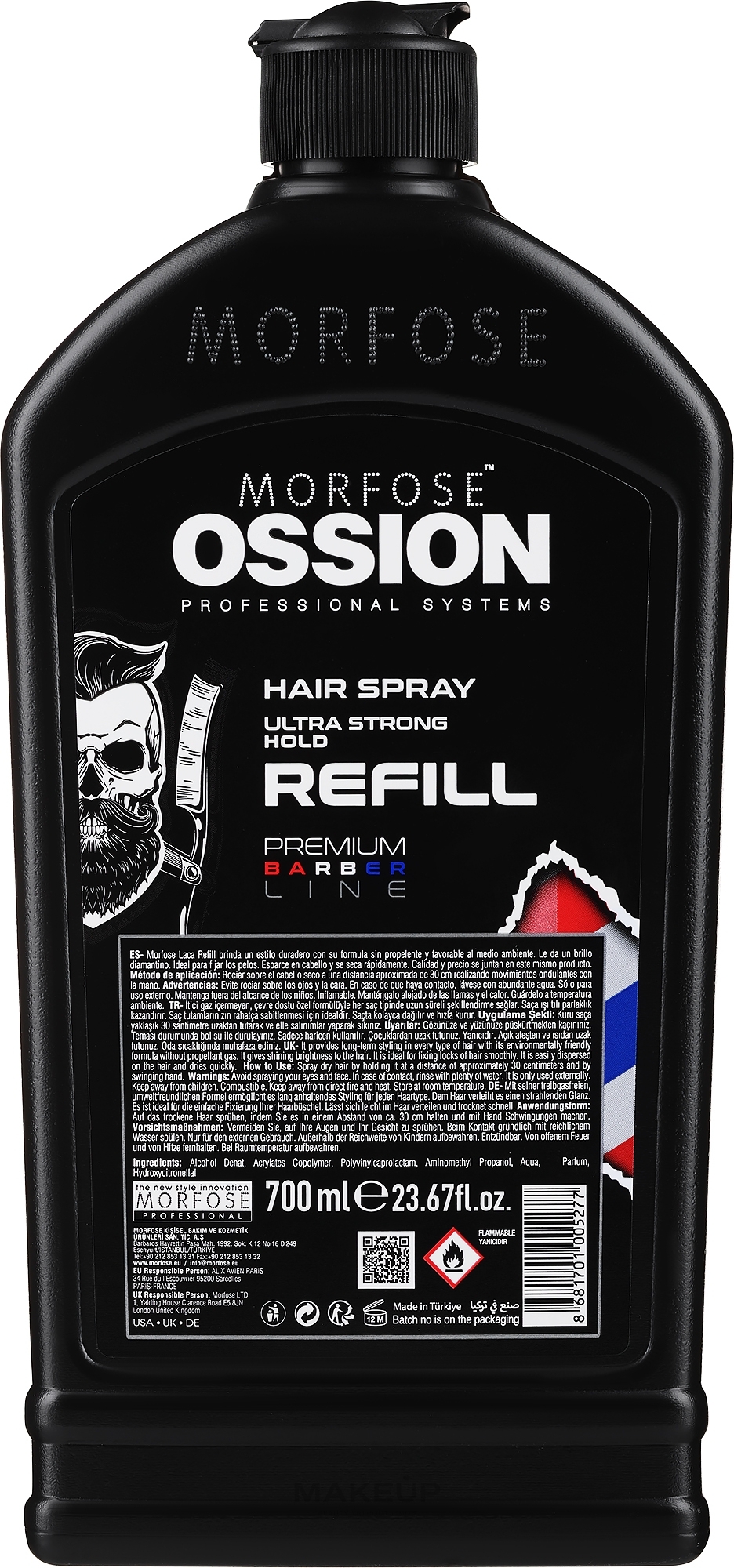 Haarspray - Morfose Ossion Premium Barber Extra Strong Hair Spray (Refill)  — Bild 700 ml