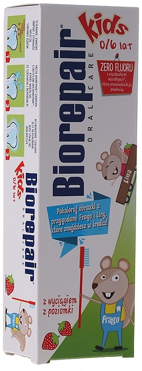 Fluoridfreie Kinderzahnpasta 0-6 Jahre mit Erdbeergeschmack - BioRepair Junior Topo Gigio Cartoon — Bild N3