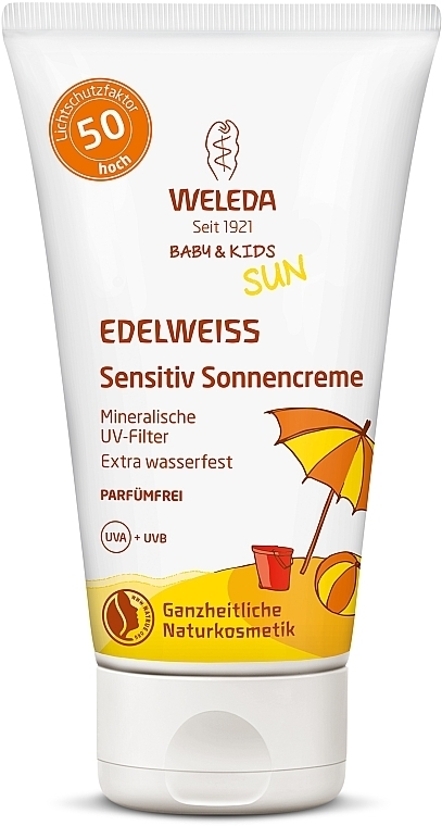 Wasserfeste Sonnenschutzcreme für Babys und Kinder SPF 50 - Weleda Edelweiss Baby&Kids Sun SPF 50