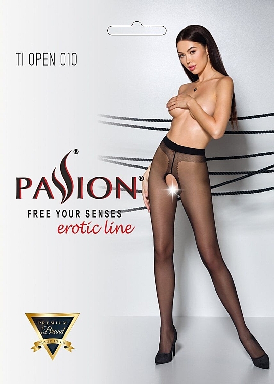 Erotische Strumpfhose mit Ausschnitt Tiopen 010 20 Den black - Passion — Bild N1