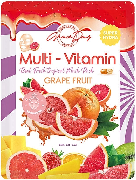 Tuchmaske für das Gesicht mit Grapefruitextrakt - Grace Day Multi-Vitamin Grape Fruit Mask Pack — Bild N1