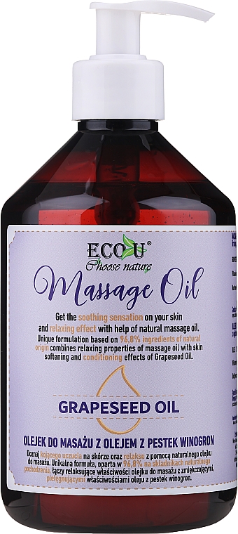 Regenerierendes Massageöl mit Traubenkernöl - Eco U Grapeseed Massage Oil — Bild N1