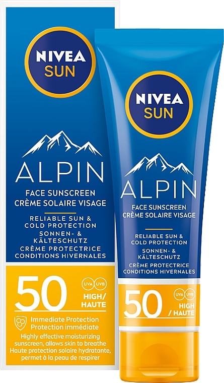 Feuchtigkeitsspendende Gesichtscreme mit Sonnen- und Kälteschutz SPF 50 - Nivea Sun Alpin Sun Cream for Face SPF 50+ — Bild N3