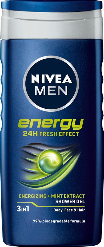 Erfrischendes Duschgel mit Minzextrakt für Männer - NIVEA MEN Energy 2in1Shower Gel — Bild 250 ml