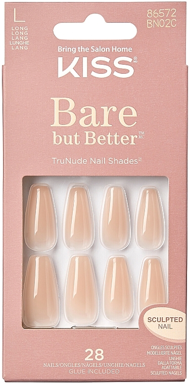 Set für künstliche Nägel mit Kleber L - Kiss Bare But Better Nails Nude Drama — Bild N2