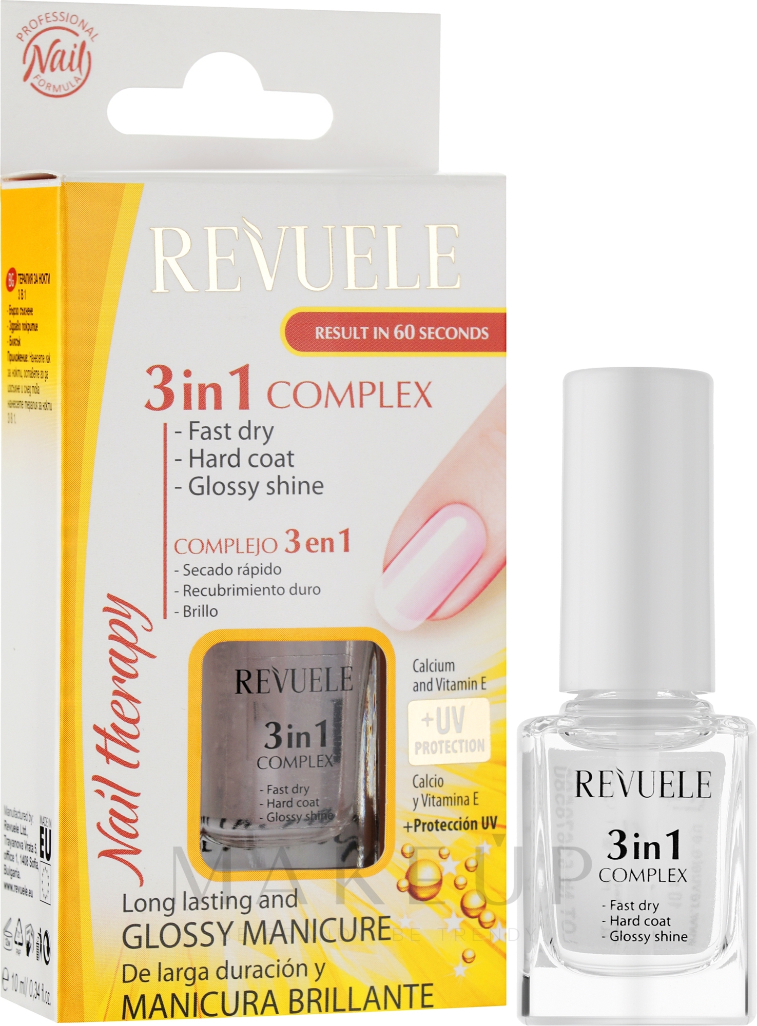 3in1 Nagelkomplex zum Trocknen, Beschichten und Glänzen - Revuele Nail Therapy — Bild 10 ml