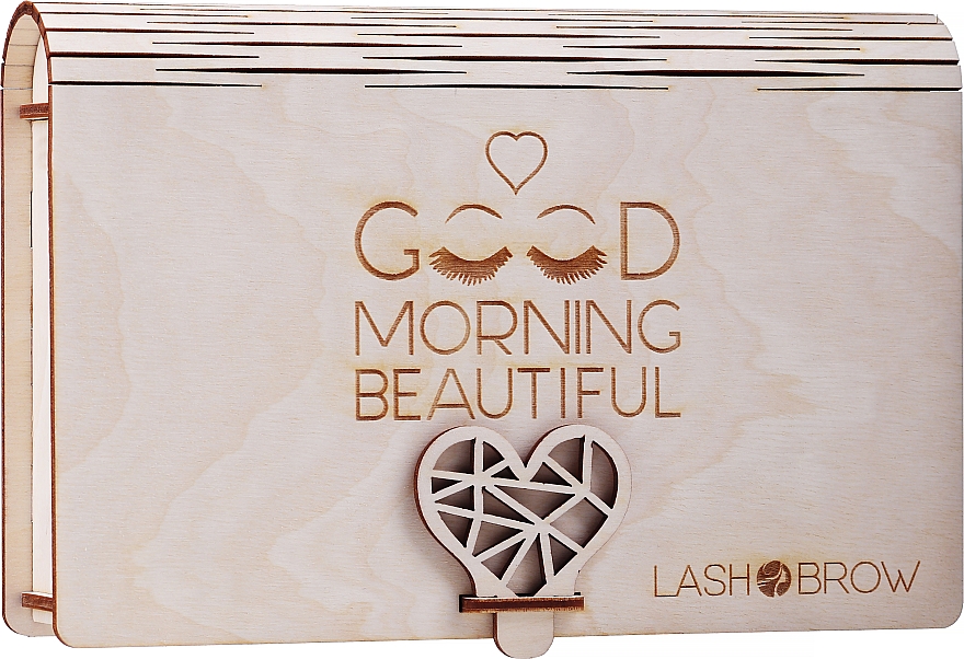 Wimpernpflegeset - Lash Brow Good Morning Beautiful (Mascara 10ml + Wimpern in der Flasche 9g + Augenbrauen- und Wimpernöl 6ml + Geschenkbox aus Holz) — Bild N1