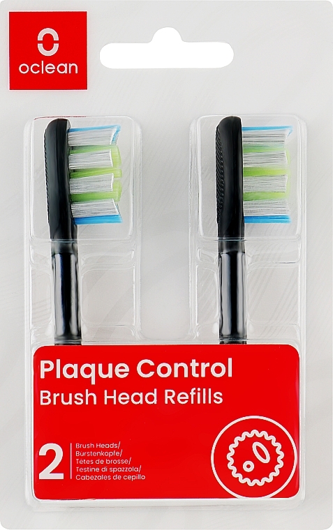 Austauschbare Zahnbürstenköpfe für elektrische Zahnbürste Plaque Control Medium 2 St. schwarz - Oclean Brush Heads Refills — Bild N1