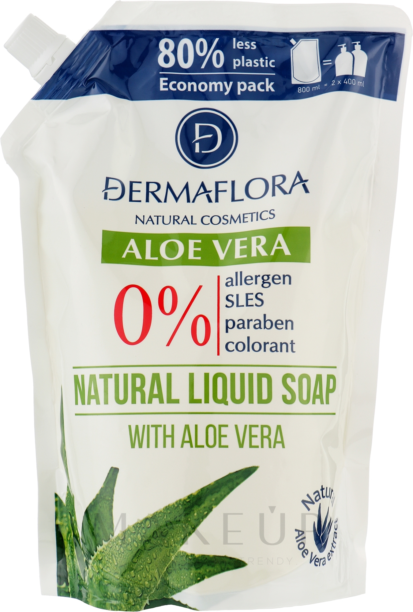 Flüssige Handseife - Dermaflora Aloe Vera Natural Liquid Soap Refill (Doypack)  — Bild 800 ml