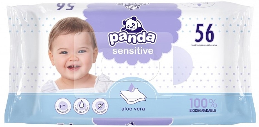 Bella Baby	 - Feuchttücher mit Aloe vera Panda Sensitive 56 St.  — Bild N1