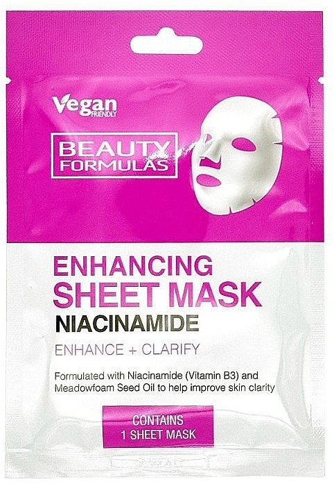 Tuchmaske für das Gesicht mit Niacinamid  - Beauty Formulas Enhancing Sheet Mask  — Bild N1
