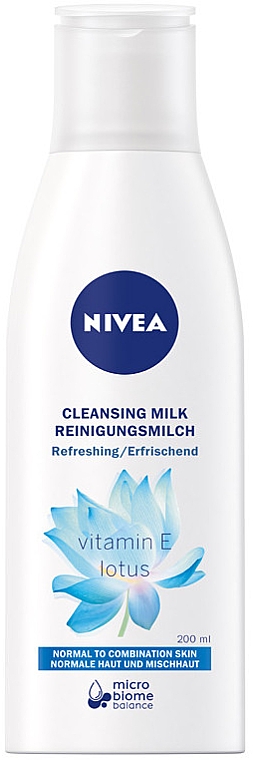 Erfrischende Gesichtsreinigungsmilch mit Vitamin E und Lotusextrakt - Nivea Visage Vitamine E & Lotus Cleansing Refreshing Milk — Bild N1