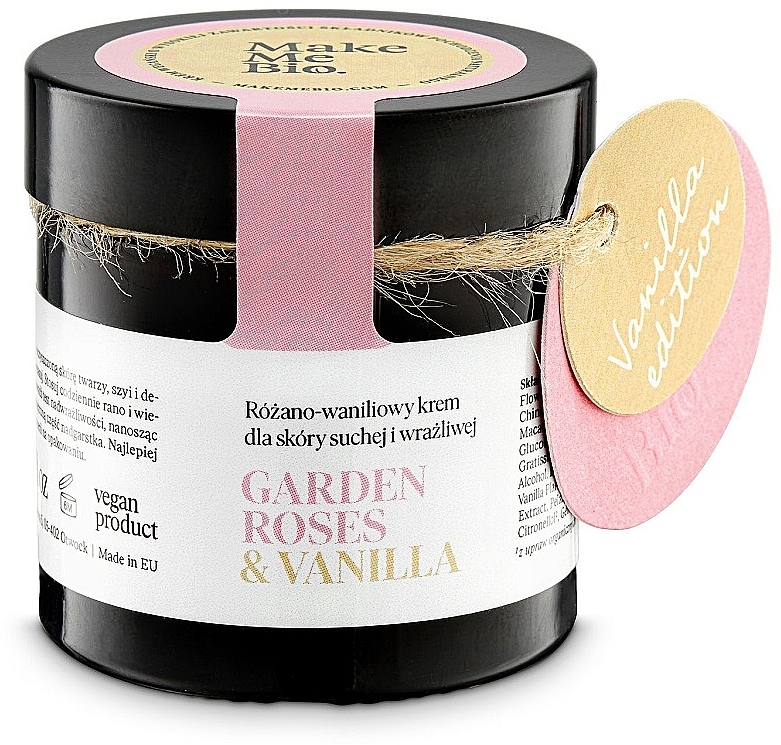 Feuchtigkeitsspendende Gesichtscreme für trockene und empfindliche Haut mit Rosen- und Vanilleduft - Make Me Bio Garden Roses & Vanilla Cream — Bild N1
