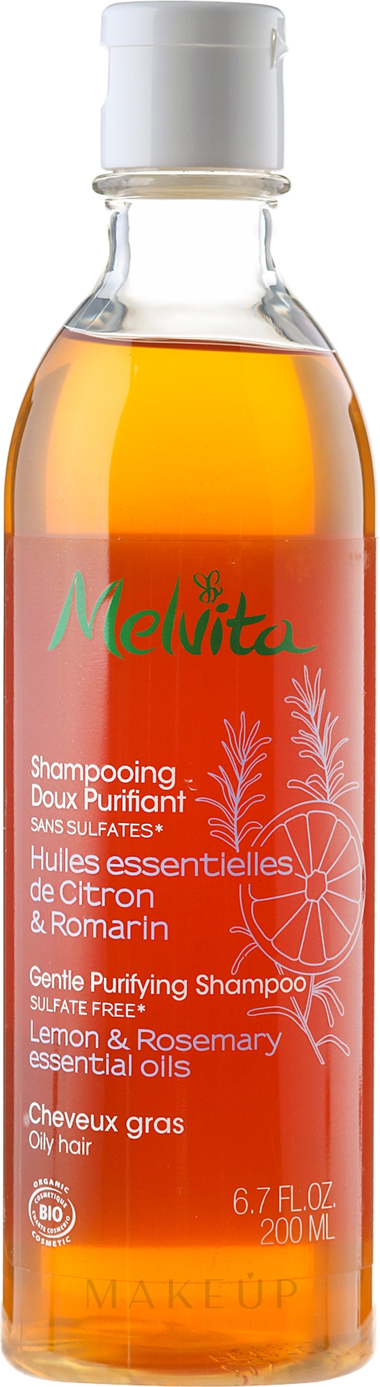 Zartes Shampoo für fettiges Haar mit Zitrone und Rosmarin - Melvita Hair Care Gentle Purifyng Shampoo — Bild 200 ml