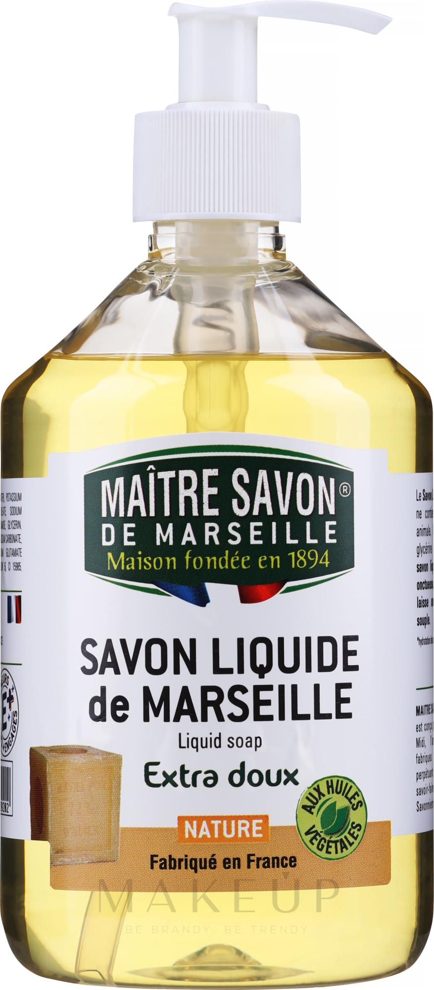 Nature Flüssigseife für die Hände - Maitre Savon De Marseille Savon Liquide De Marseille Nature Liquid Soap — Bild 500 ml