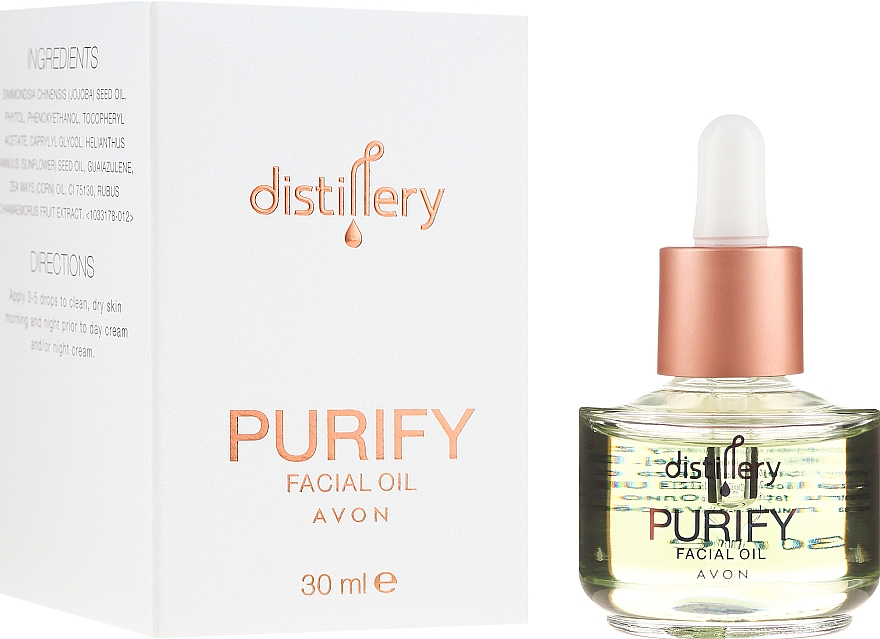 Regenerierendes Gesichtsöl mit Jojobaöl, Vitamin E, Phytol und Moltebeerenextrakt - Avon Distillery Purify Facical Oil — Bild N1