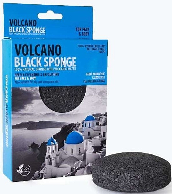 Konjak-Schwamm 9,5 cm - Santo Volcano Spa Volcano Black Sponge — Bild N1