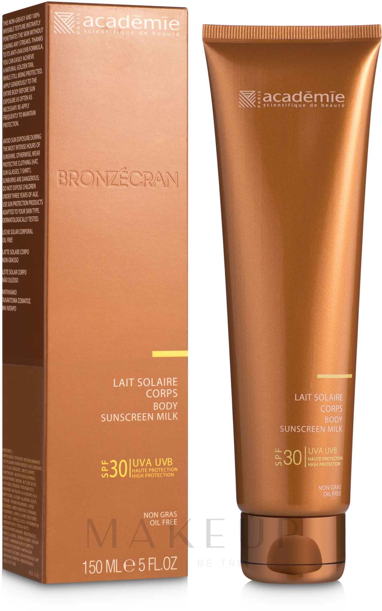 Sonnenschutzmilch für den Körper SPF 30 - Academie Bronzecran Body Sunscreen Milk High Protection — Bild 150 ml