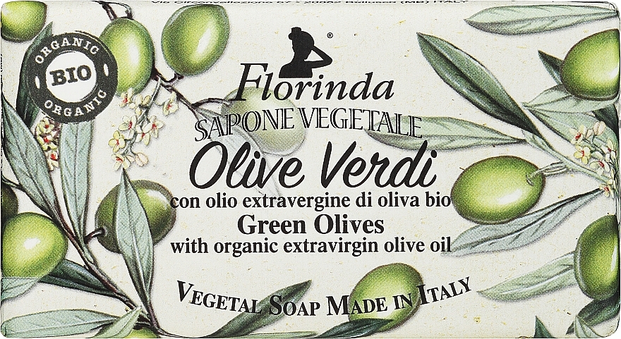 Natürliche Pflanzenseife mit Bio-Olivenöl - Florinda Green Olives With Organic Extravirgin Olive Oil — Bild N1