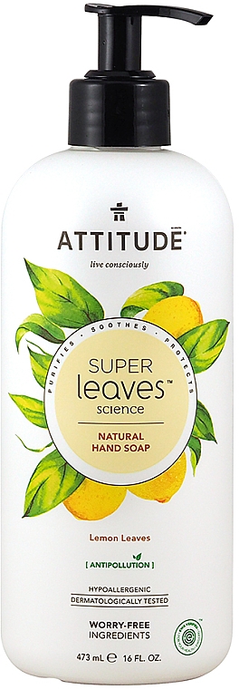 Flüssige Handseife mit Zitronenblättern - Attitude Super Leaves Natural Lemon Leaves Hand Soap — Bild N1