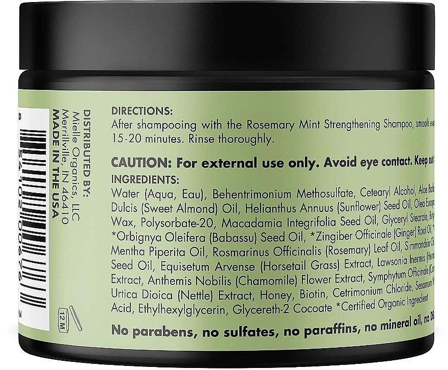 Stärkende Haarmaske  - Mielle Organics Rosemary Mint Strengthening Hair Mask  — Bild N2