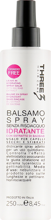 Feuchtigkeitsspendendes Balsamspray für das Haar - Faipa Roma Three Hair Care Idratante Spray — Bild N1