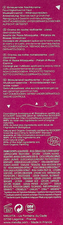 Erneuernde und feuchtigkeitsspendende Nachtcreme für Gesicht und Hals mit Muskatrosenöl - Melvita Nectar De Rose Moisture-Repienishing Night Cream — Bild N3