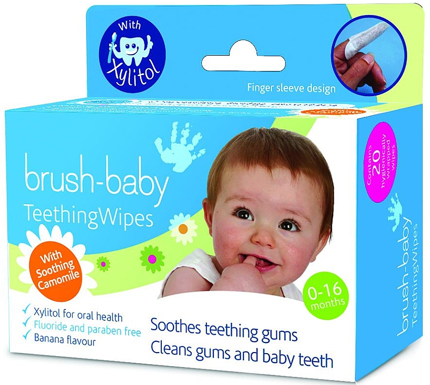 Mundtücher mit Xylit und Kamille - Brush-Baby Teething Wipes — Bild N1