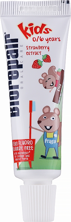 GESCHENK! Kinderzahnpasta mit Erdbeerextrakt - BioRepair Junior Topo Gigio Cartoon (Probe) — Bild N1