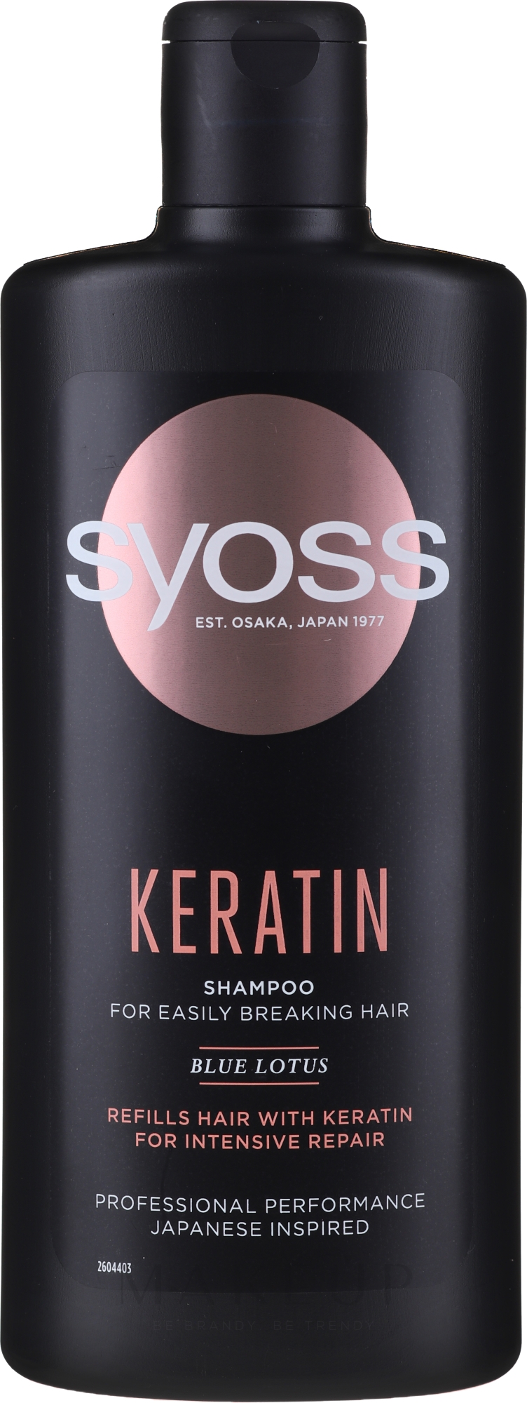 Intensiv regenerierendes und glättendes Shampoo für brüchiges Haar mit Keratin - Syoss Keratin Blue lotus Shampoo — Bild 440 ml