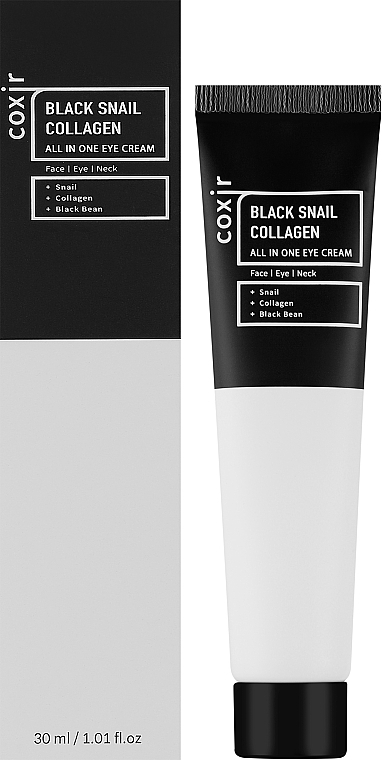 Creme für Gesicht, Augen und Hals - Coxir Black Snail Collagen All In One Eye Cream — Bild N2