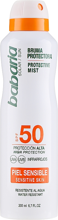 Wasserfestes Sonnenschutzspray für empfindliche Haut SPF 50 - Babaria Protective Mist For Sensitive Skin Spf50 — Bild N1