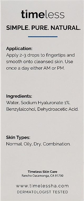 Feuchtigkeitsspendendes Anti-Aging-Gesichtsserum - Timeless Skin Care Hyaluronic Acid Pure — Bild N3