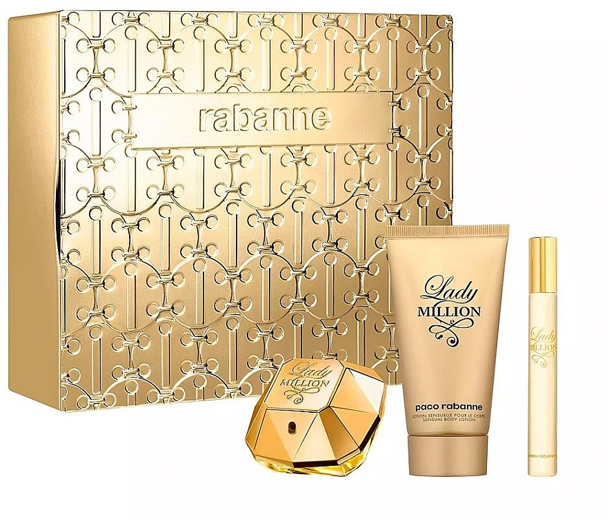 Paco Rabanne Lady Million - Duftset (Eau de Parfum 80 ml + Eau de Parfum 10 ml + Körperlotion 100 ml)  — Bild N1