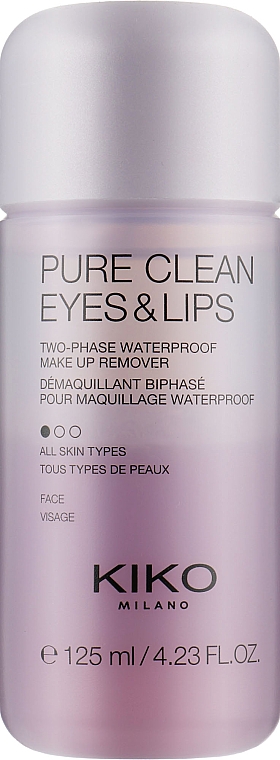 Zweiphasen-Make-up-Entferner für Augen und Lippen - Kiko Milano Pure Clean Eyes & Lips — Bild N1