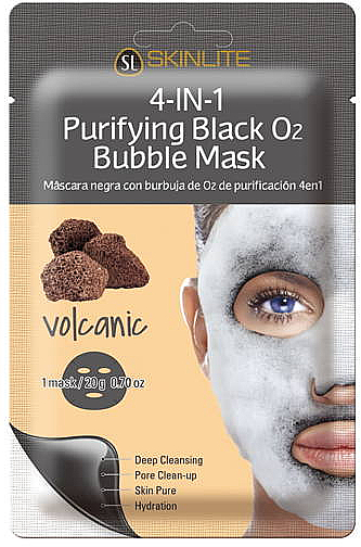 Tiefenreinigende und feuchtigkeitsspendende Blasenmaske für das Gesicht mit Vulkanasche - Skinlite Purifying Black Bubble Mask — Bild N1