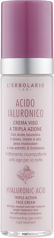 Gesichtscreme mit Hyaluronsäure für die Nacht - L'Erbolario Acido Ialuronico Hyaluronic Acid Triple Action Face Cream — Bild N1
