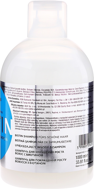 Biotin Shampoo für schönes Haar - Kallos Cosmetics Biotin Beautifying Shampoo — Bild N2