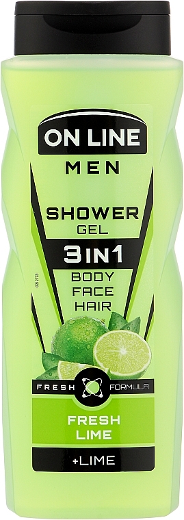 3in1 Duschgel für Gesicht, Haar und Körper - On Line Men Fresh Lime Shower Gel — Bild N1