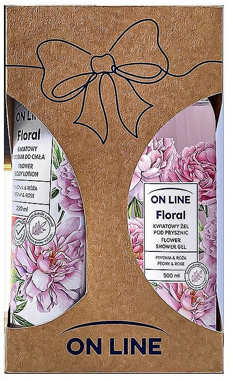 Körperpflegeset Pfingstrose und Rose - On Line Floral Flower Peony & Rose Set (Duschgel 500ml + Körperlotion 250ml)  — Bild N1