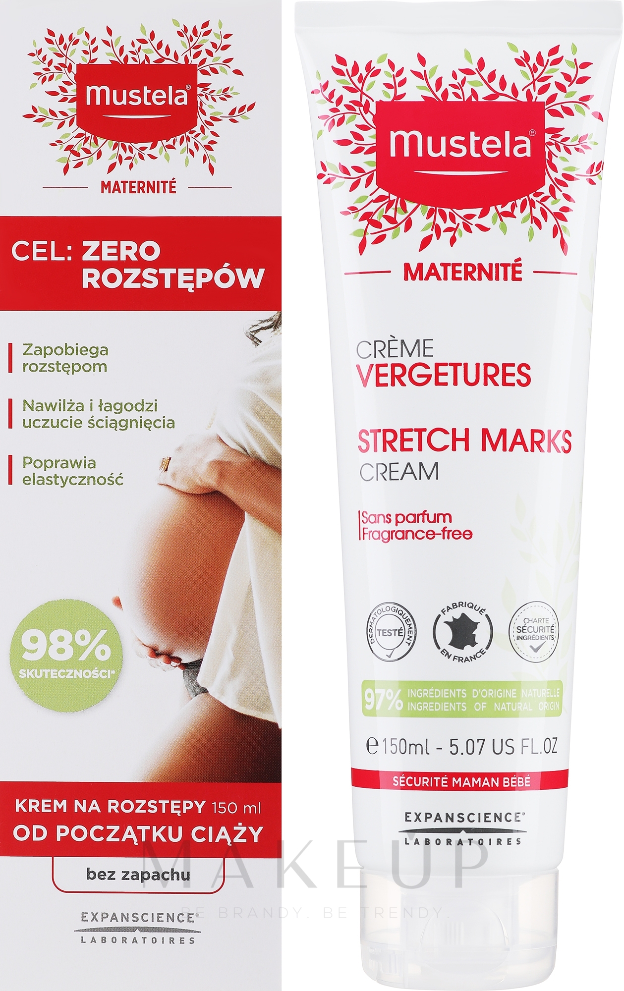 Unparfümierte Creme gegen Schwangerschaftsstreifen - Mustela Maternity Stretch Marks Cream Active 3in1 — Bild 150 ml