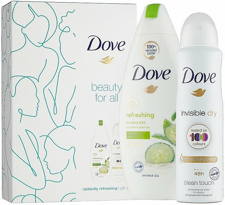 Körperpflegeset - Dove Radiantly Refreshing Gift Set (Deospray Antitranspirant 150ml + Duschgel 250ml) — Bild N2