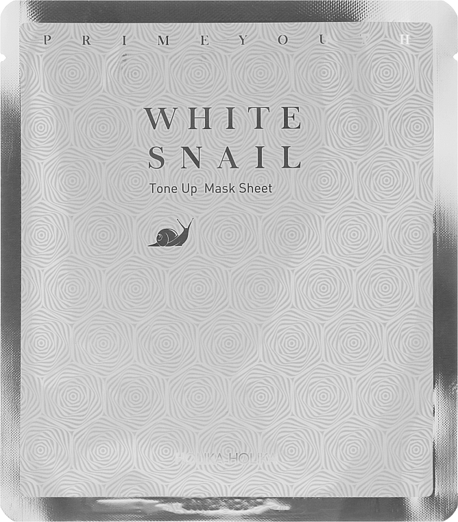 Tuchmaske mit Schneckenextrakt - Holika Holika Prime Youth White Snail Tone-up Mask Sheet — Bild N1